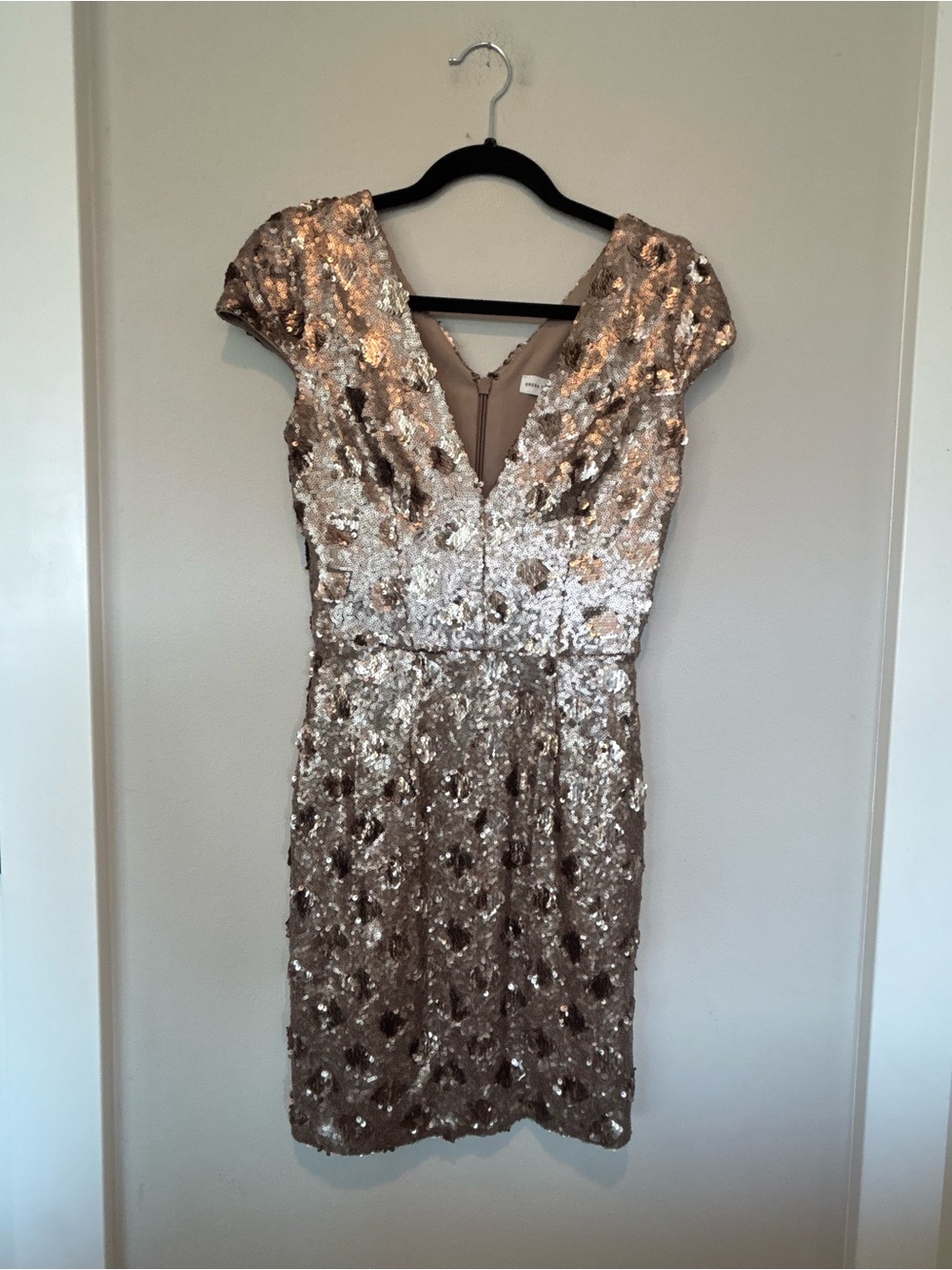 Dress the Population Rose Gold Sequin V-Neck Mini Dress